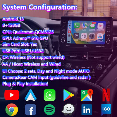 Giao diện video điều hướng Android Carplay Lsailt cho Toyota Camry Hybrid XSE XLE SL SE XV70 đời 2021-2024