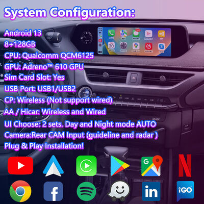 Lsailt Android Carplay màn hình đa phương tiện cho 2018-2021 Lexus UX 300e UX200 UX250h UX300e