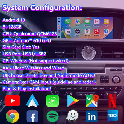 Màn hình đa phương tiện điều hướng Android Lsailt cho Lexus ES 300h ES250 ES350 ES300H 2012-2018