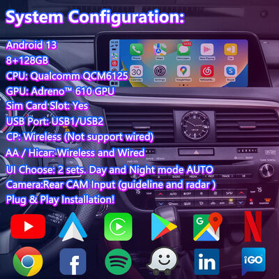 Màn hình giao diện đa phương tiện Android Lsailt Carplay cho Lexus RX 2016-2019 Knob RX350 RX450h RX200t RX300