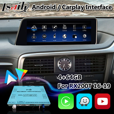 Giao diện video đa phương tiện Android Lsailt 4+64GB cho Lexus RX 200t RX350 RX450H 2016-2019