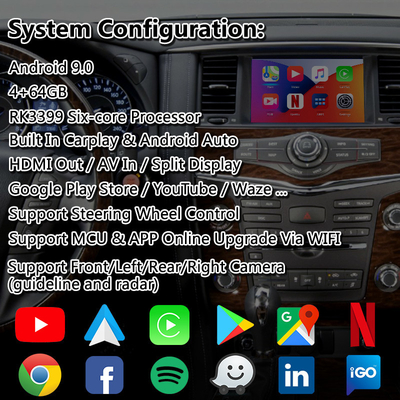Lsailt 4 + 64GB Giao diện video Android Carplay không dây cho Nissan Patrol Y62 2012-2017
