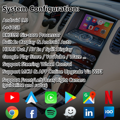 Giao diện video đa phương tiện Lsailt Android cho Infiniti EX35 với tính năng tự động Android Carplay không dây