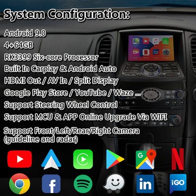 Giao diện Lsailt Android Carplay cho Infiniti EX30D EX35 EX37 với Android Auto không dây