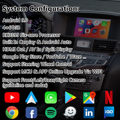 Giao diện đa phương tiện Android Lsailt Carplay cho Infiniti M37S M37 M35 M45 với NetFlix Yandex